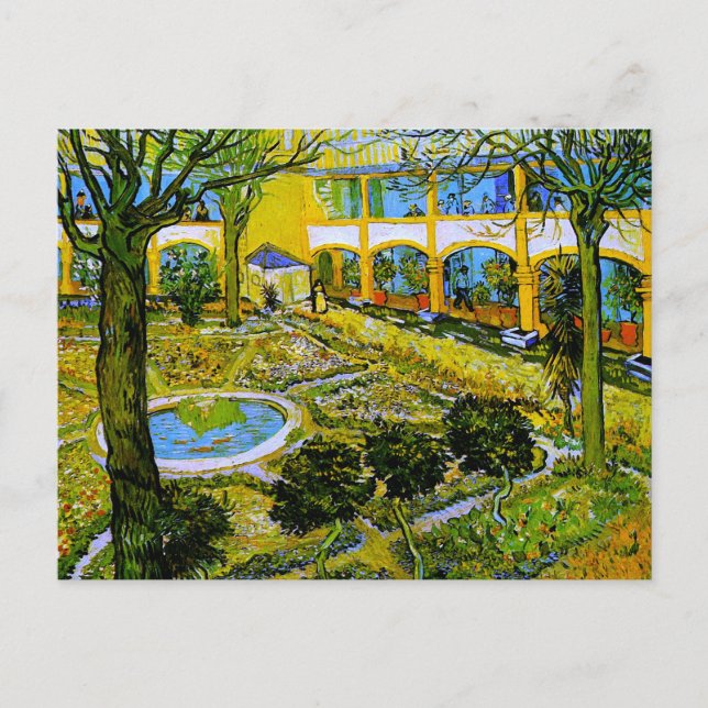Hospital Courtyard at Arles Van Gogh Kunst Postkarte (Vorderseite)