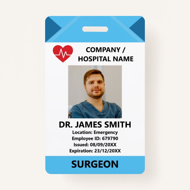 Hospital Doctor Nurse Care Security Photo ID Ausweis (Vorderseite)