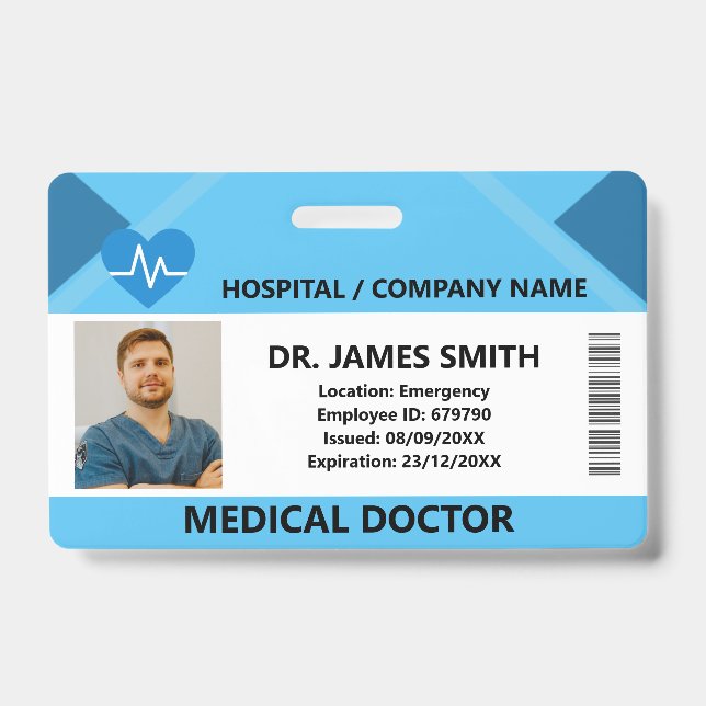 Hospital Doctor Nurse Care Security Photo ID Ausweis (Vorderseite)