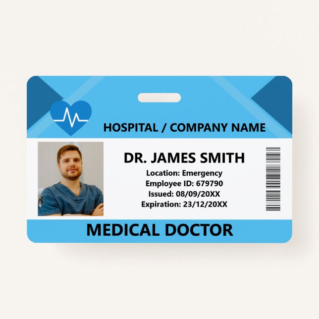 Hospital Doctor Nurse Care Security Photo ID Ausweis (Vorderseite)