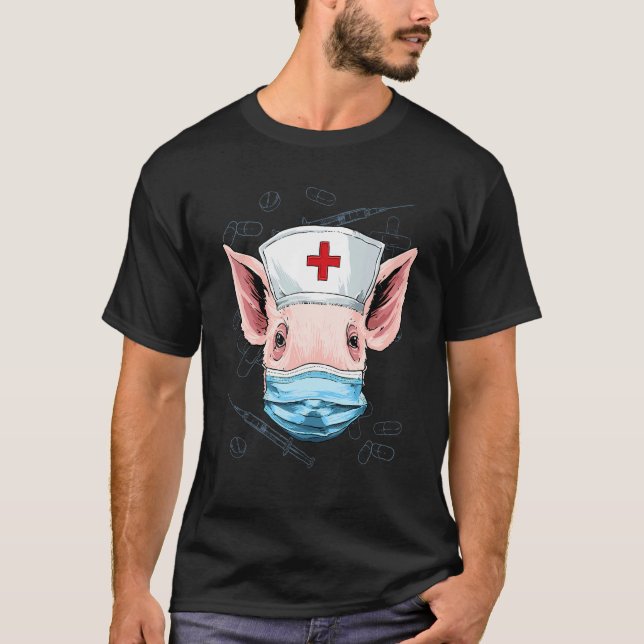 Hospital Pig ER Nurse RN LPN Nurlife Animal Pig T-Shirt (Vorderseite)
