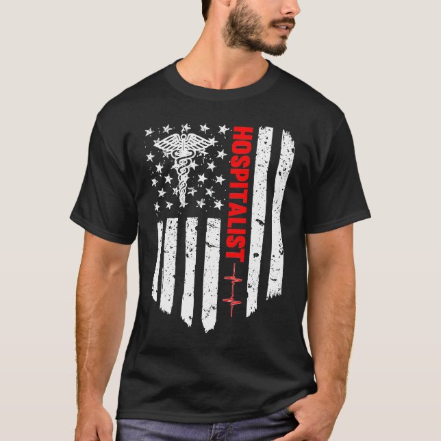 Hospitalist American Flag Patriotic Medicft T-Shirt (Vorderseite)