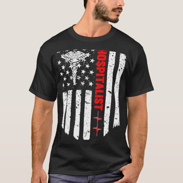 Hospitalist American Flag Patriotic Medicft T-Shirt (Vorderseite)