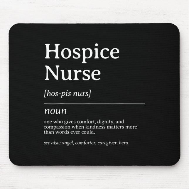 Hospizkrankenschwester Definition Mitgefühl Pflege Mousepad (Vorne)
