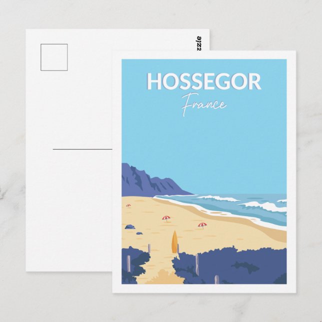 Hossegor Frankreich Berühmter Reiseort Illustratio Postkarte (Vorne/Hinten)