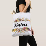 Hostess Burgundy Floral Text Hochzeit im Herbst<br><div class="desc">Hostess Blumen,  fallen zu Tasche. Ideal für Brautparty,  Bachelorette.</div>
