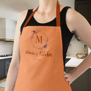 Hostess Gift Erntedank Harvest Mums Monogram Schürze