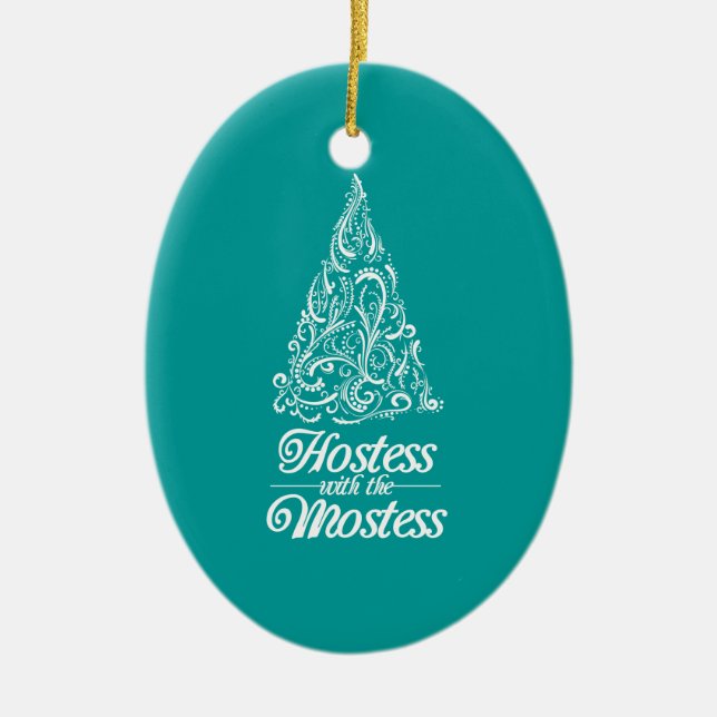 Hostess mit Mostess Weihnachten Gastgeber Geschenk Keramik Ornament (Vorne)