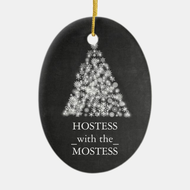 Hostess mit Mostess Weihnachtskhalkboard Keramik Ornament (Vorne)