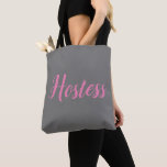 Hostess Pink Gray Typografy Elegante Wedding<br><div class="desc">Hostess,  rosa und graue Typografie Tasche. Ideal für Brautparty,  Bachelorette.</div>