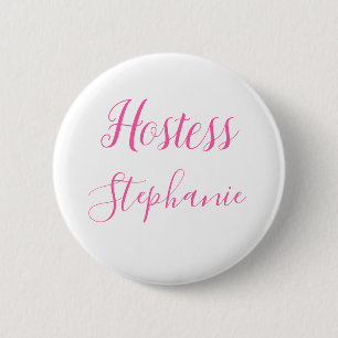 Hostess Pink Individuelle Name Gifts Wedding Butto Button