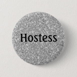 Hostess Silver Glitzer Brautparty Hochzeitsgeschen Button