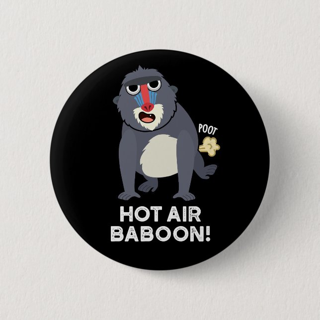 Hot Air Baboon Funny Farting Affe Puck Dark BG Button (Vorderseite)