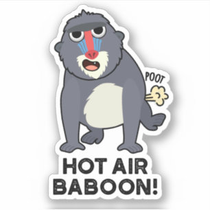 Hot Air Baboon Funny Farting Monkey Puff Aufkleber