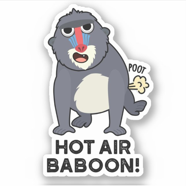 Hot Air Baboon Funny Farting Monkey Puff Aufkleber (Vorderseite)