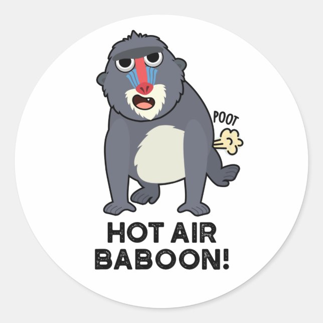 Hot Air Baboon Funny Farting Monkey Puff Runder Aufkleber (Vorderseite)