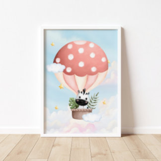 Hot Air Ballon Baby Zebra Poster