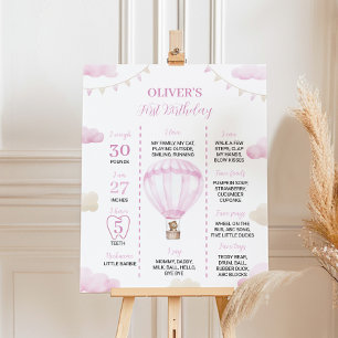 Hot Air Ballon Birthday Milestone Zeichenposter Poster