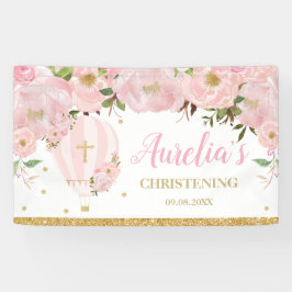 Hot Air Ballon Blush Pink Floral Hintergrund Willk Banner