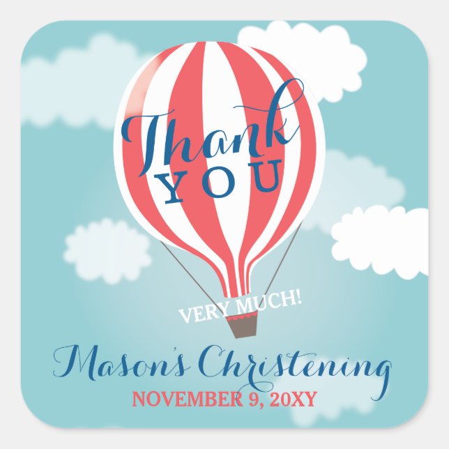 Hot Air Ballon Christening Danke Stickers (Vorderseite)