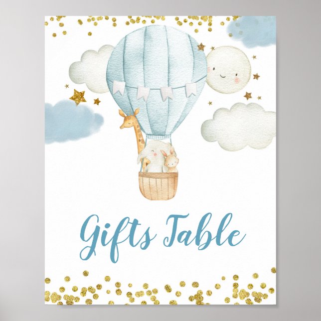 Hot Air Ballon Jungle Geschenke Table Sign Poster (Vorne)