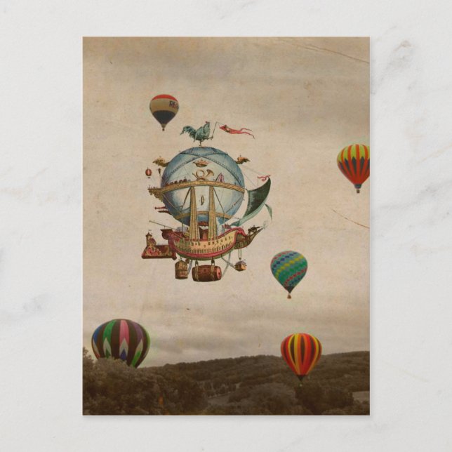 Hot Air Ballon, La Minerve 1803 Reise im Stil Postkarte (Vorderseite)