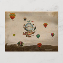 Hot Air Ballon, La Minerve 1803 Reise im Stil Postkarte