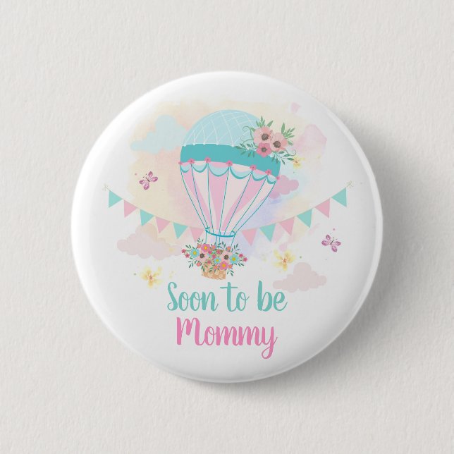Hot Air Ballon Mommy to Be Pinback Button (Vorderseite)