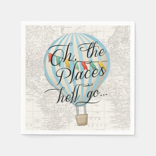 Hot Air Ballon Napkin Baby Shower Boy Serviette (Vorderseite)