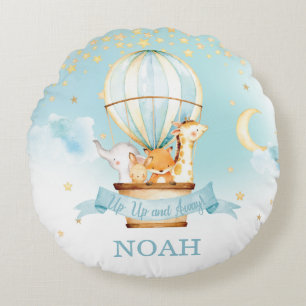 Hot Air Ballon Niedlicher Tiere Boy Kinderzimmer D Rundes Kissen