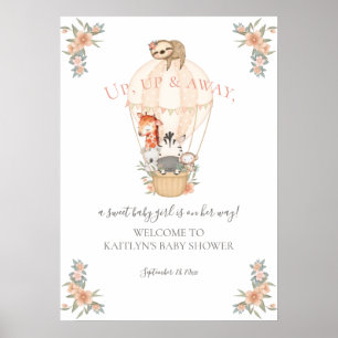 Hot Air Ballon Niedlicher Tiere Giraffe Sloth Zebr Poster