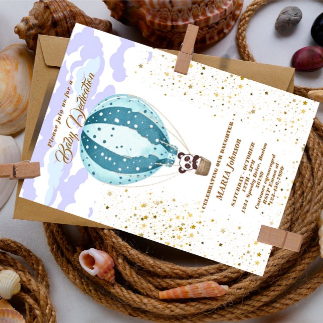 Hot Air Ballon Niedlicher Tiere Taufe Einladung (Von Creator hochgeladen)