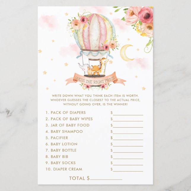 Hot Air Ballon Tiere Raten Sie das richtige Spiel (Vorderseite)