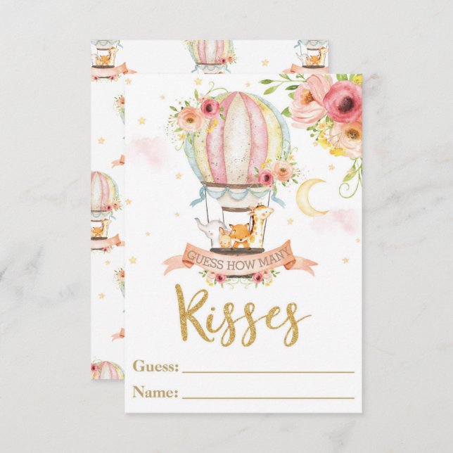 Hot Air Ballon Tiere schätzen wie viele Kisses Car Einladung (Vorne/Hinten)