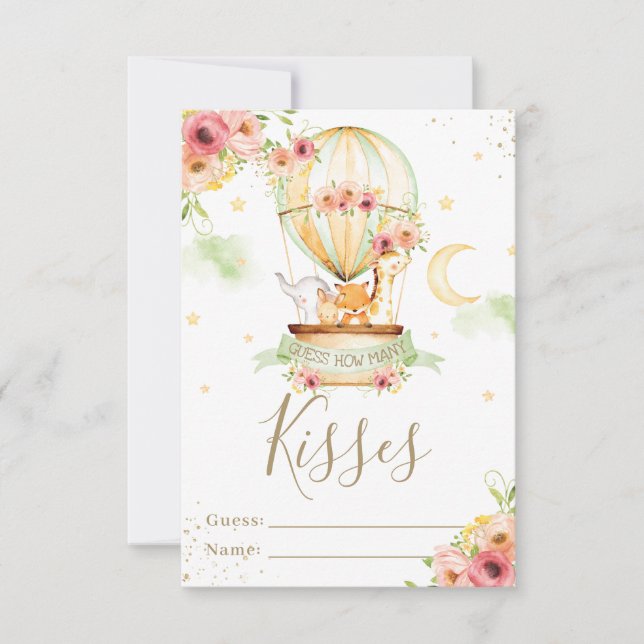 Hot Air Ballon Tiere schätzen wie viele Kisses Car Einladung (Vorderseite)