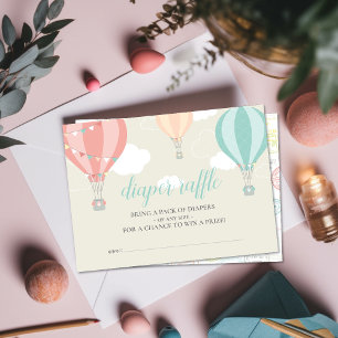Hot Air Ballon Up & Away Diaper Raffelschein Begleitkarte