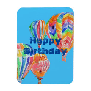 Hot Air Ballon Watercolor men Birthday Magnet