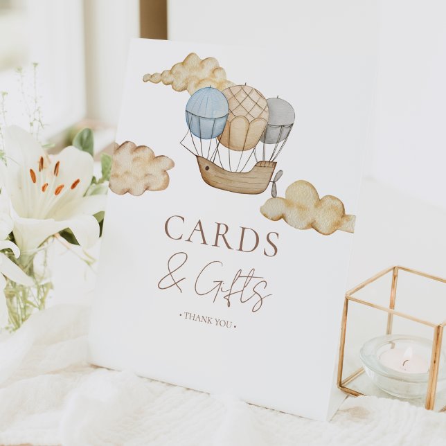 Hot Air Ballon White Baby Duschkarten und Geschenk Sockelschild (Von Creator hochgeladen)