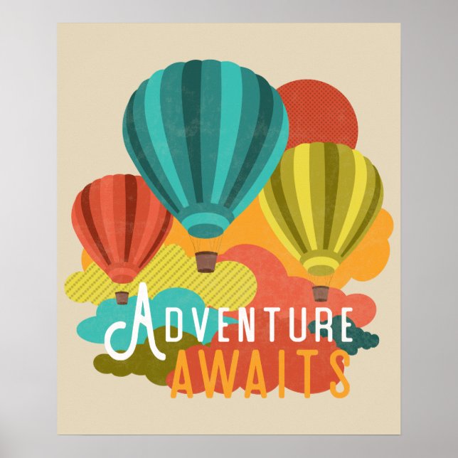 Hot Air Balloon Adventure erwartet Vintages Ausseh Poster (Vorne)