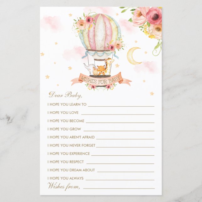 Hot Air Balloon Animals Dusche Wünsche für Baby (Vorderseite)