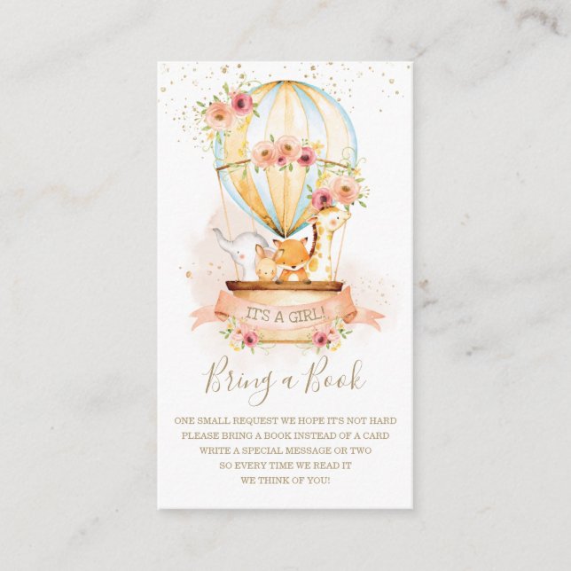 Hot Air Balloon Baby Animals Dusche bringen Buch Begleitkarte (Vorderseite)