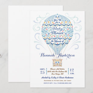 Hot Air Balloon Baby Boy Dusche Einladung