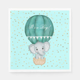 Hot Air Balloon Baby Boy Elephant Baby Dusche Serviette