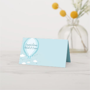 Hot Air Balloon Baby Dusche blau Platzkarte