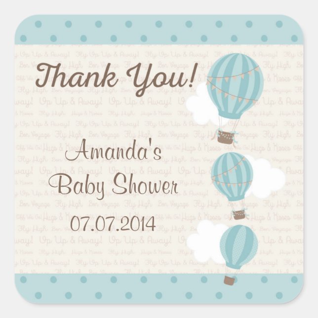 Hot Air Balloon Baby Dusche Danke Stickers (Vorderseite)