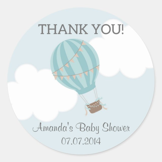 Hot Air Balloon Baby Dusche Danke Stickers (Vorderseite)