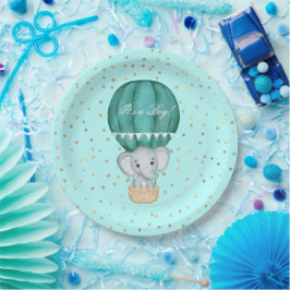 Hot Air Balloon Baby Elephant Dusche Pappteller