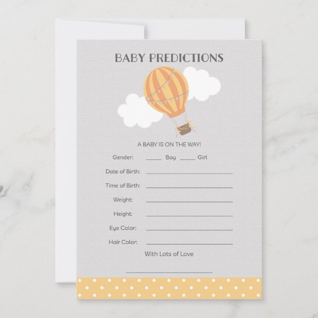 Hot Air Balloon Baby Predictions Card (Vorderseite)