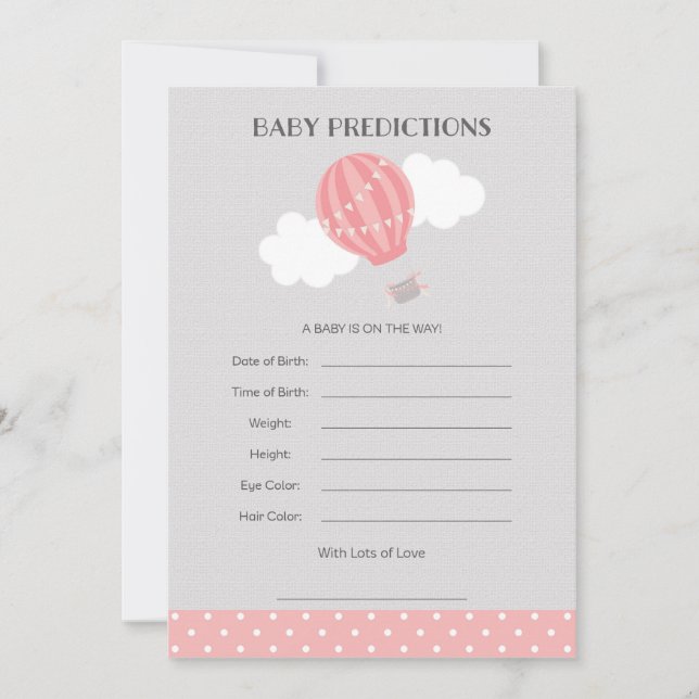 Hot Air Balloon Baby Predictions Card (Vorderseite)