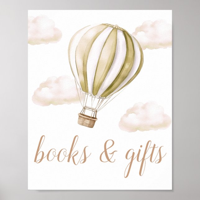 Hot Air Balloon Baby Shower Books And Gifts Sign Poster (Vorne)